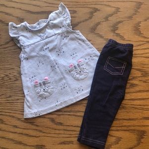 Baby girl’s 2-piece short sleeve tee & leggings set